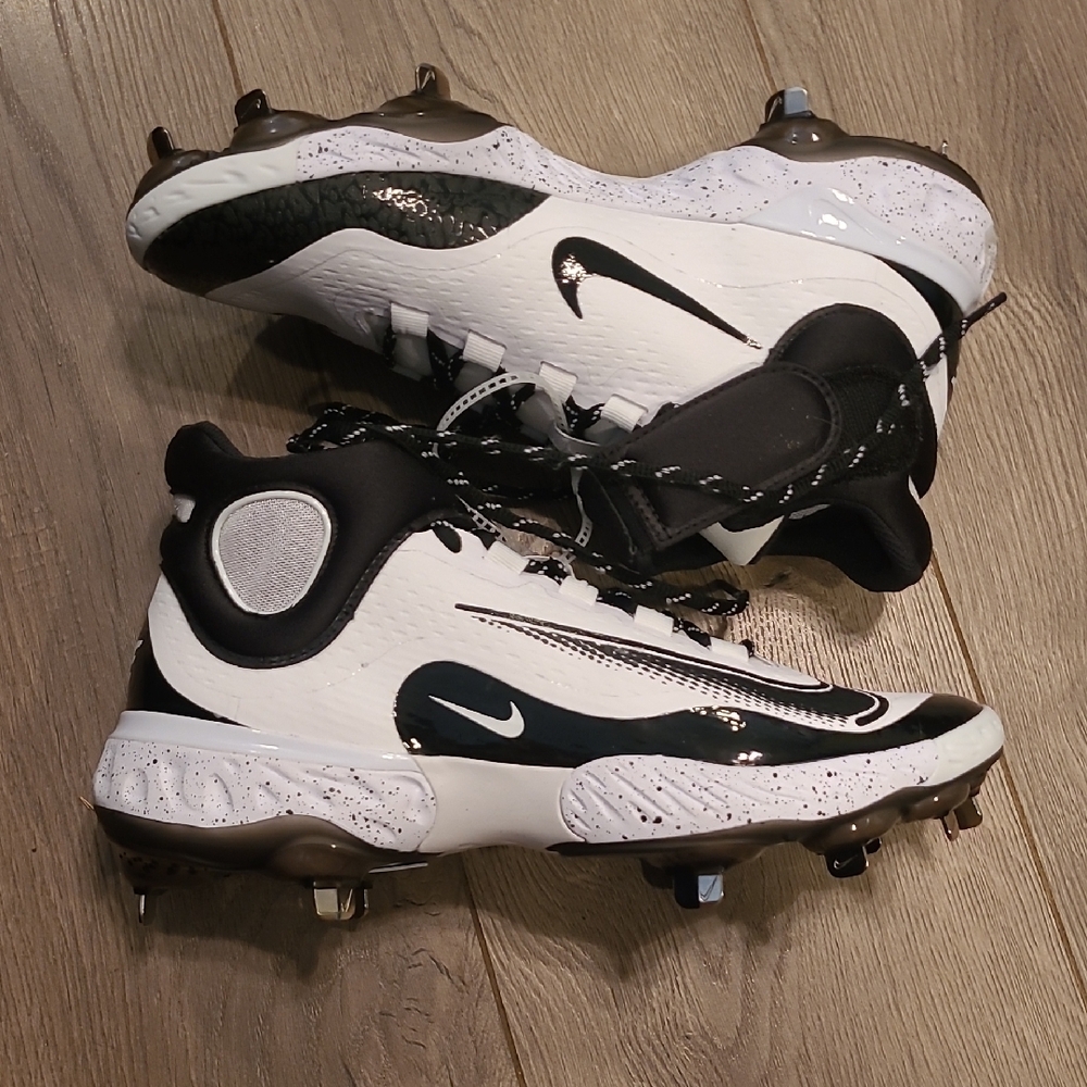 New Nike Alpha Huarache Black and White High-Top Baseball Cleats